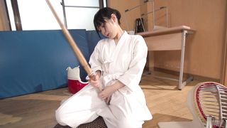 Asian kinky Ruka Kanae in kimono strips and masturbates her cunt